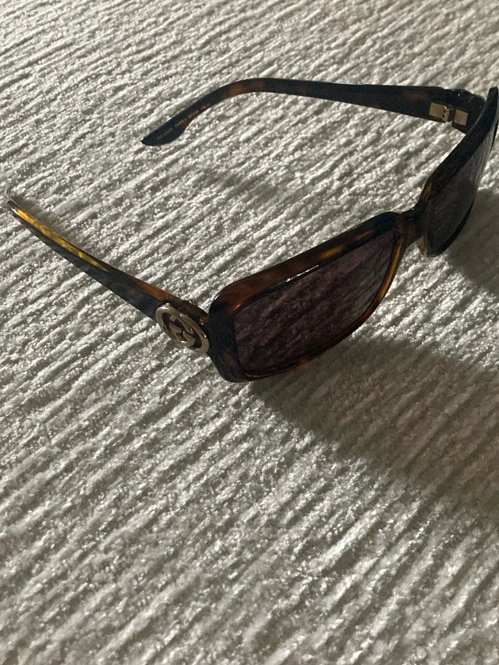 Gucci Rectangular Sunglasses in Dark Tortoise with Black Lenses